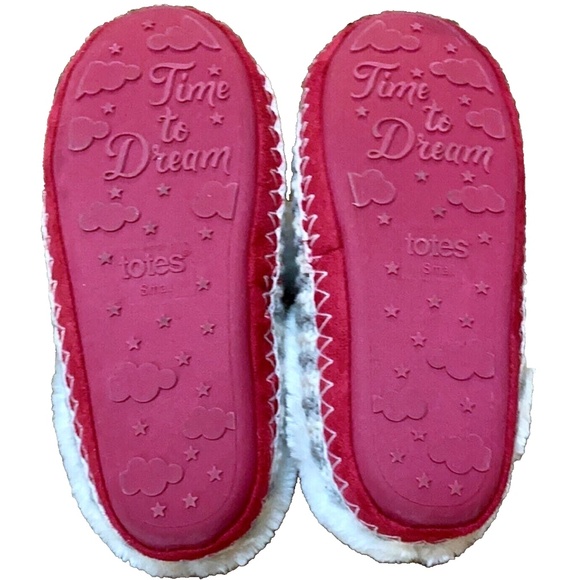 Isotoner Toasties Totes Women's Grey/Pink Striped Knit Mule Plush Slippers S 6-7 - Picture 7 of 8